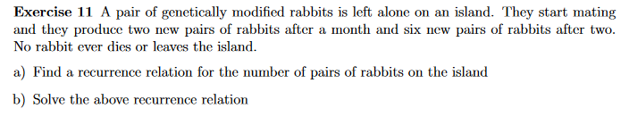 Solved Exercise 11 A pair of genetically modified rabbits is | Chegg.com