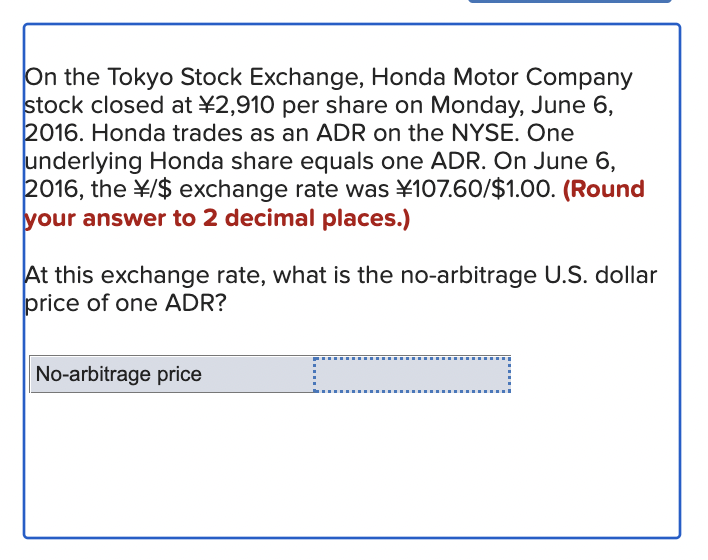 Solved On the Tokyo Stock Exchange, Honda Motor Company