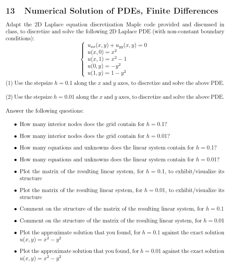 Solved Adapt the 2D Laplace equation discretization Maple | Chegg.com