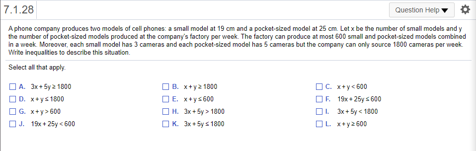 Solved 7 1 28 Question Help A Phone Company Produces Two Chegg Com