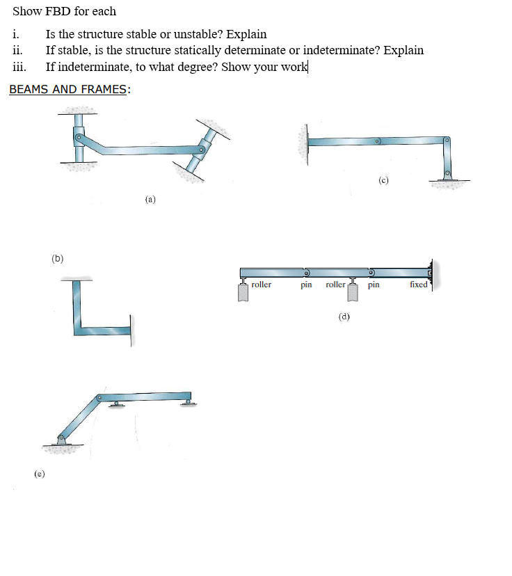 Solved Show FBD for each i. Is the structure stable or | Chegg.com