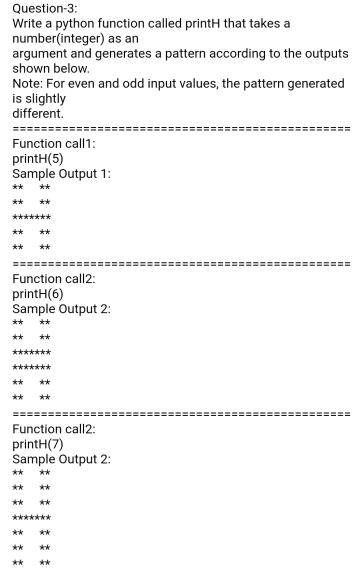 Solved Question-3: Write a python function called print that | Chegg.com