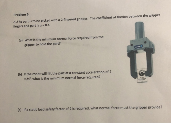 Solved Problem 6 A 2 kg part is to be picked with a | Chegg.com