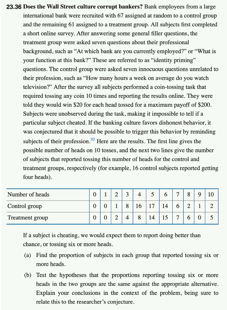 Solved 23.36 Does the Wall Street culture corrupt bankers? | Chegg.com