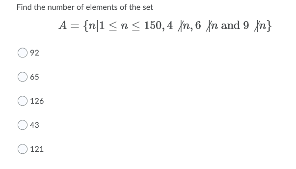 Solved Find the number of elements of the set A = {n|1