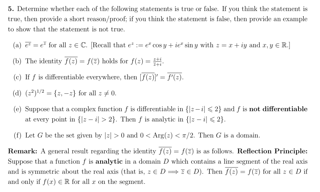 Solved 5. Determine whether each of the following statements | Chegg.com