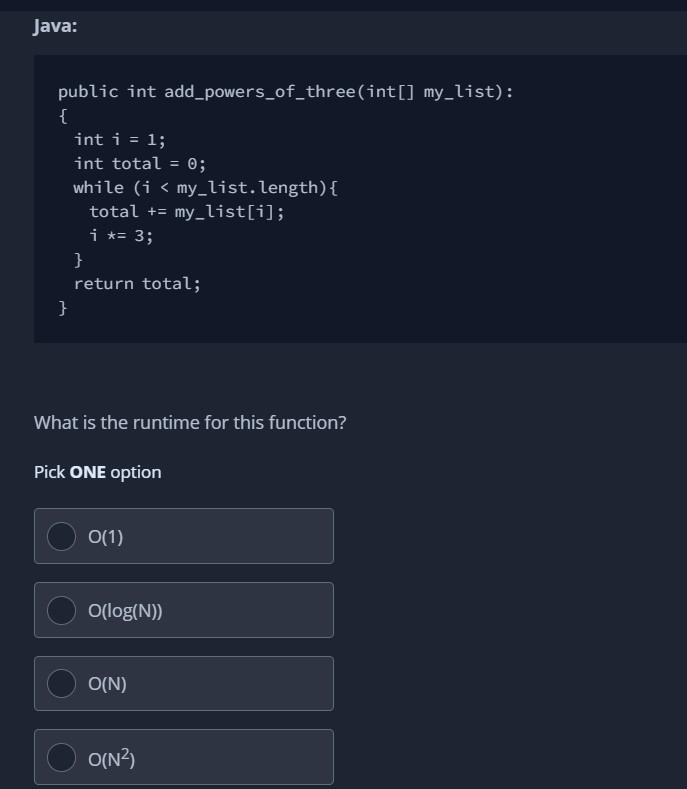 Solved Java: public int add_powers_of_three(int[] my_list): | Chegg.com
