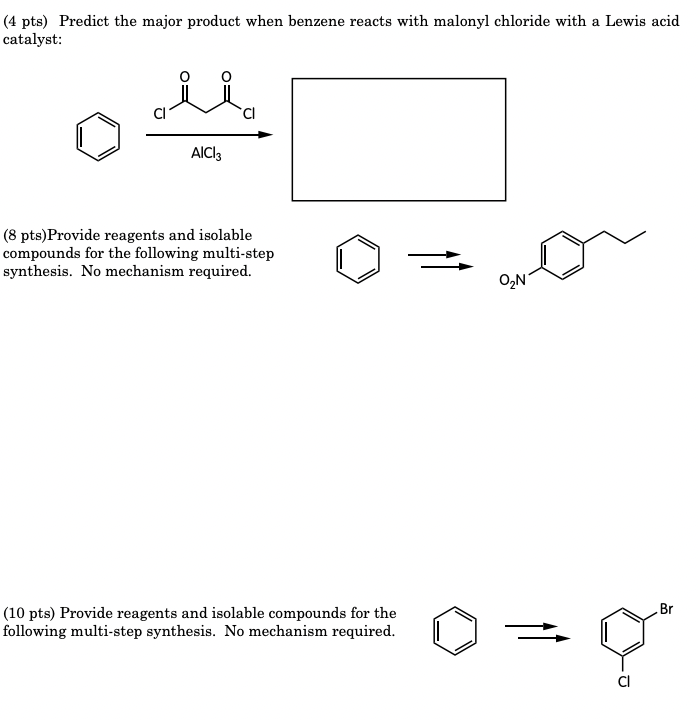 Solved (4 Pts) Predict The Major Product When Benzene Reacts | Chegg.com