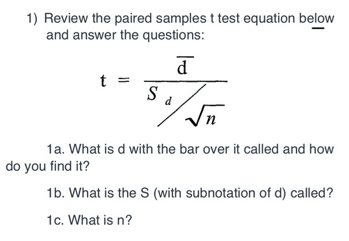 Solved 1) Review the paired samples t test equation below | Chegg.com