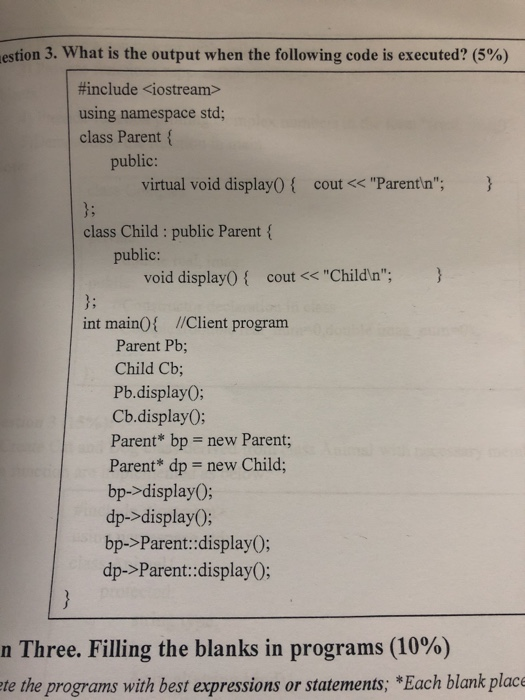 Solved estion 3. What is the output when the following code | Chegg.com