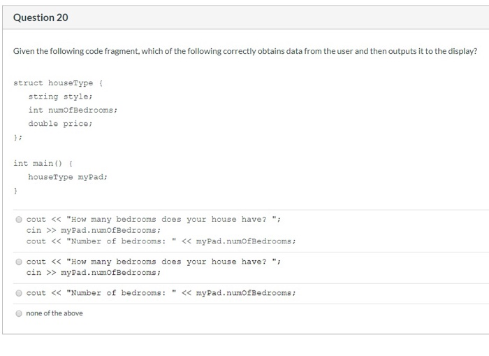 Solved Question 16 Given the following code fragment, which | Chegg.com