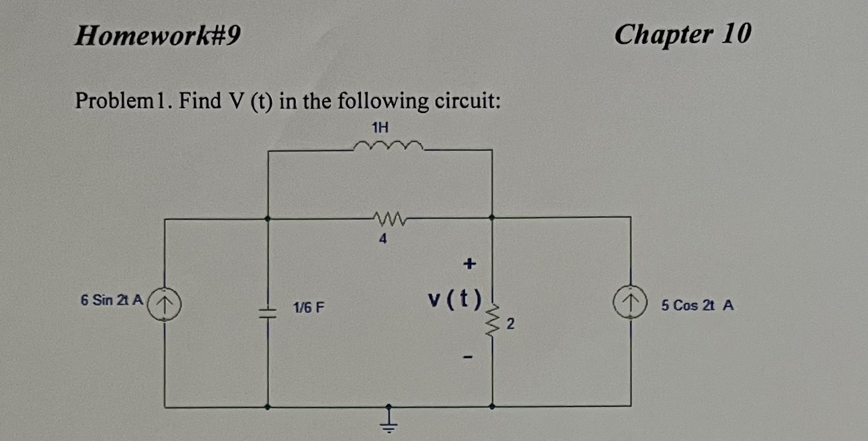 Solved Homework\#9 Chapter 10 Problem 1. Find V(t) In The | Chegg.com