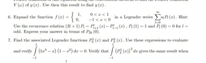 Solved 10 Y(w) of y(x). Use then this result to find y(1). | Chegg.com