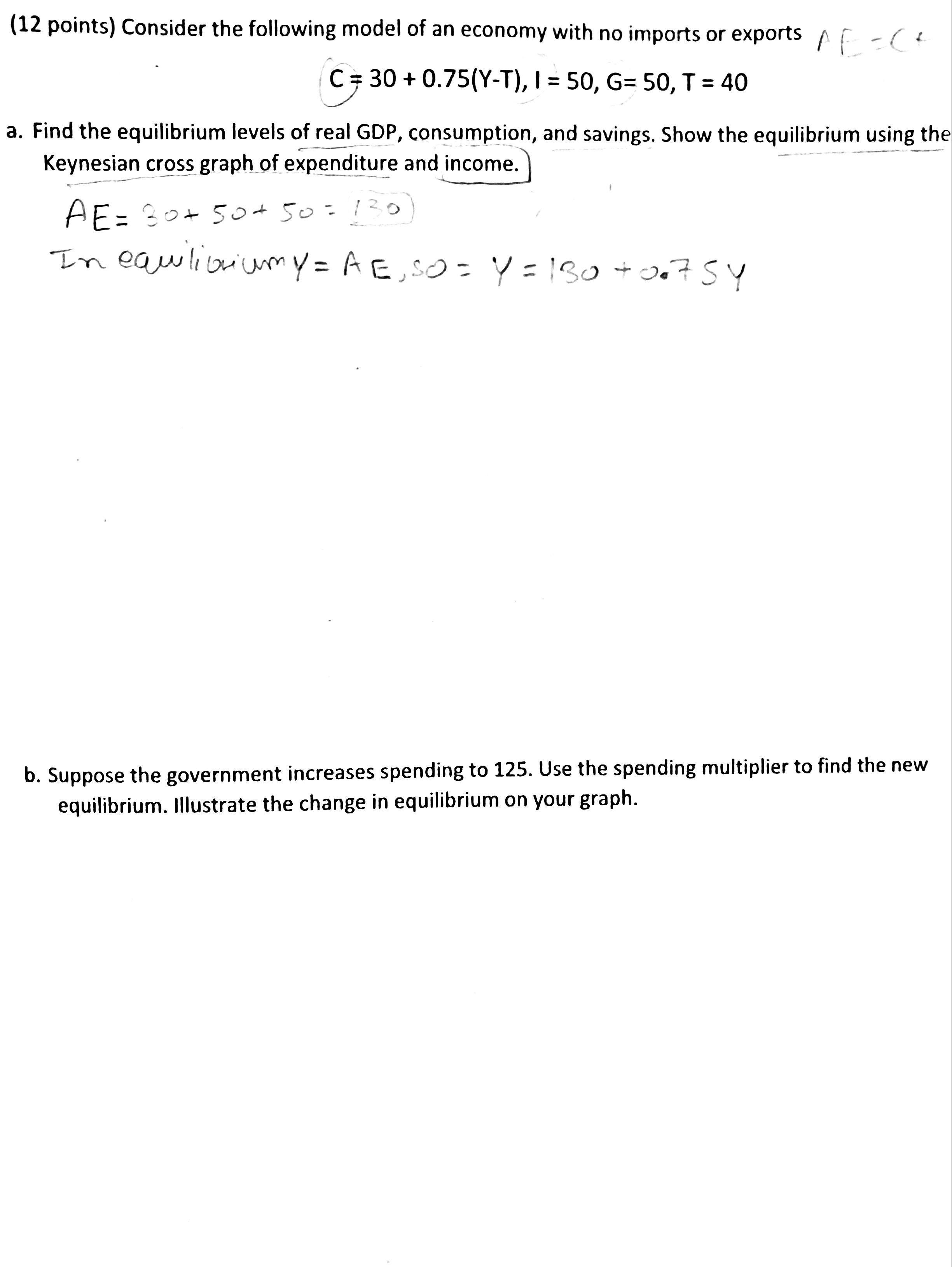 Solved (12 points) Consider the following model of an | Chegg.com