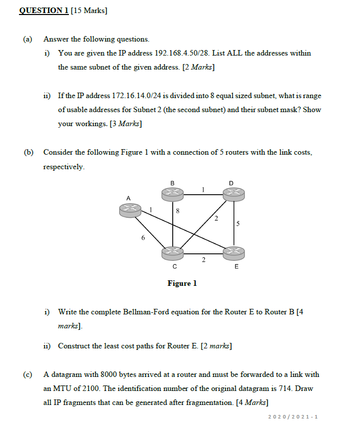 Solved QUESTION 1 [15 Marks] (a) Answer the following | Chegg.com