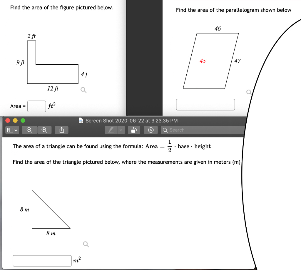 Solved Find The Area Of The Figure Pictured Below Find The 0565