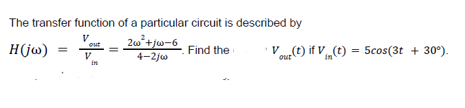 Solved The transfer function of a particular circuit is | Chegg.com