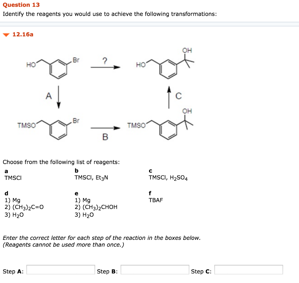 Solved Identify The Reagents To Be Used In The Following Chegg Com