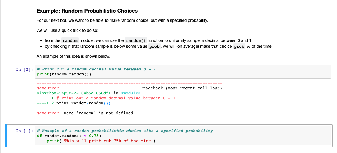 Solved Example: Random Probabilistic Choices For our next | Chegg.com