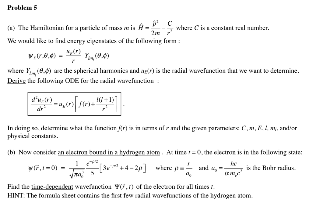 Solved Problem 5 Where C Is A Constant Real Number A T Chegg Com