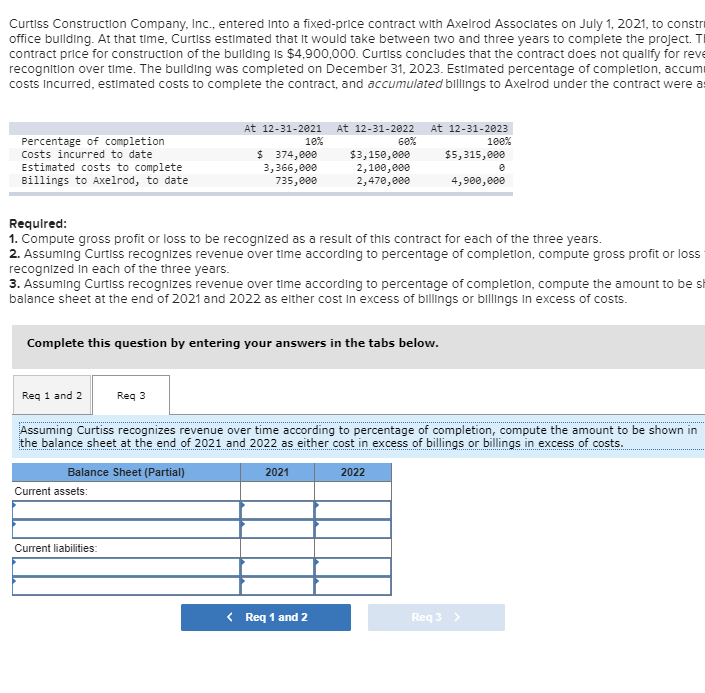 Solved Curtiss Construction Company, Inc., entered into a | Chegg.com