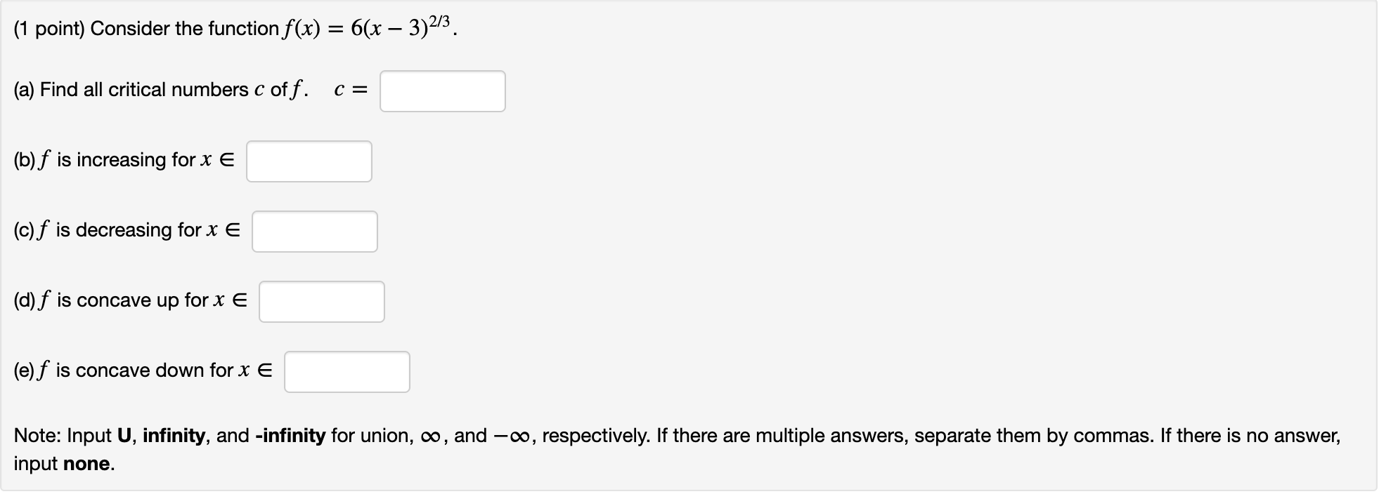 Solved (1 point) Consider the function f(x) = x3 – 8x2 + 3x | Chegg.com