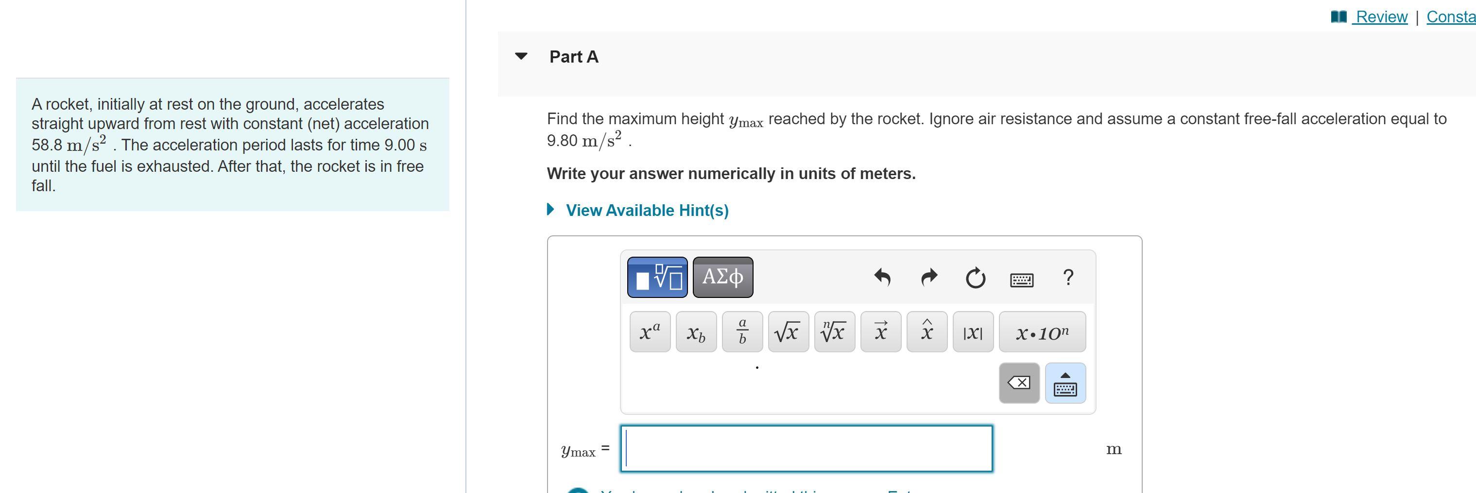 Solved A Rocket, Initially At Rest On The Ground, | Chegg.com