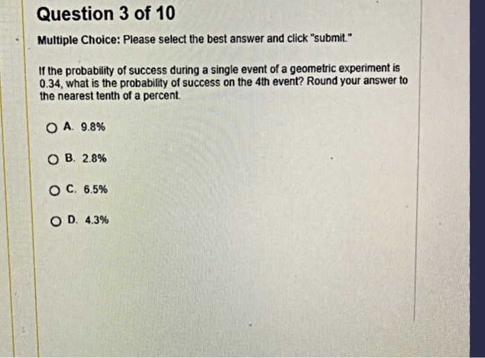 Solved Question 3 of 10 Multiple Choice: Please select the | Chegg.com