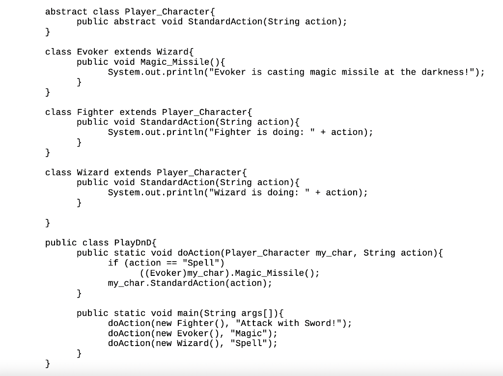 Solved Using PlayDnD.java fix the code so that it will | Chegg.com