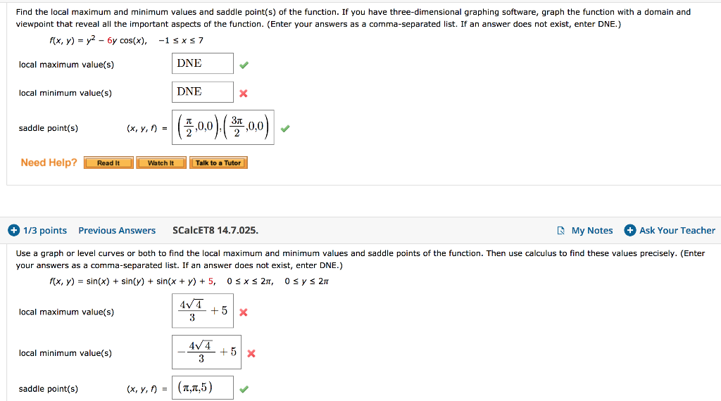 Solved Find the local maximum and minimum values and saddle | Chegg.com