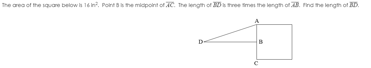 Solved The area of the square below is 16 in? Point B is the | Chegg.com