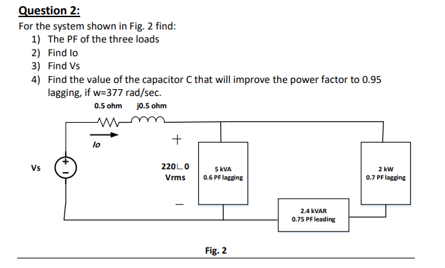 Solved Question 2: For the system shown in Fig. 2 find: 1) | Chegg.com