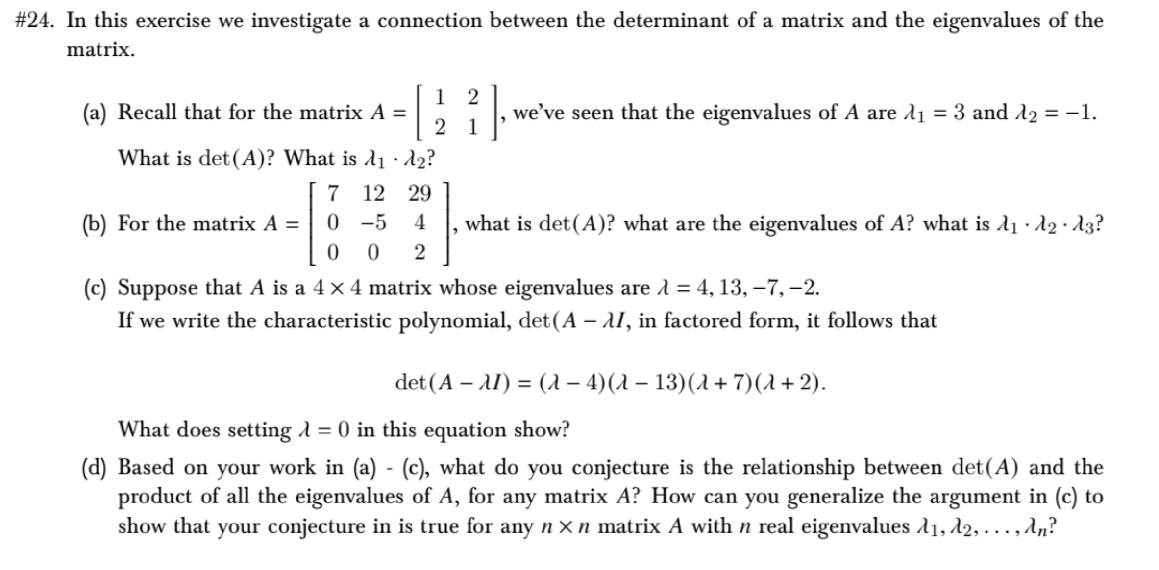 Solved In this exercise we investigate a connection between | Chegg.com