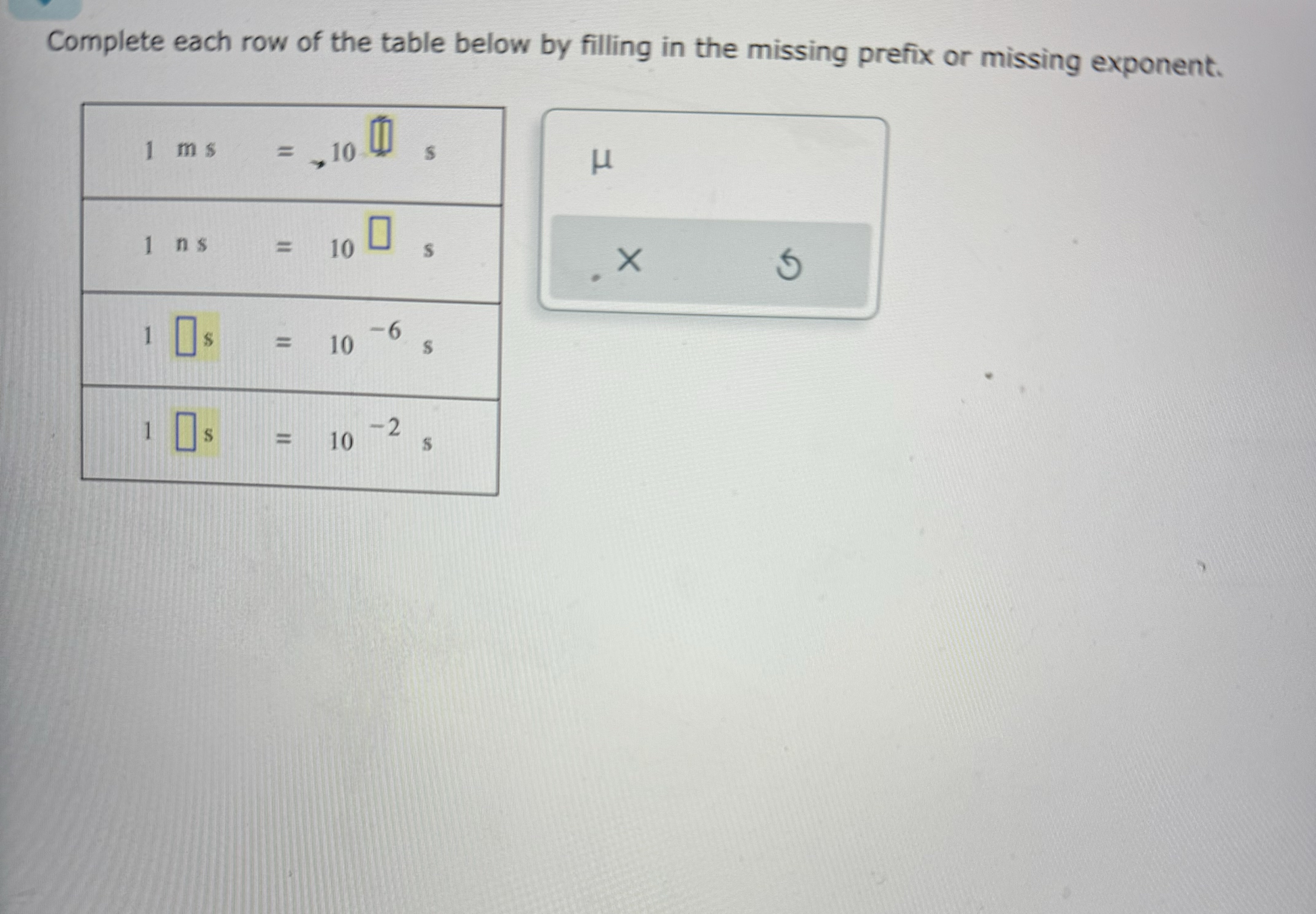 Solved Complete each row of the table below by filling in Chegg