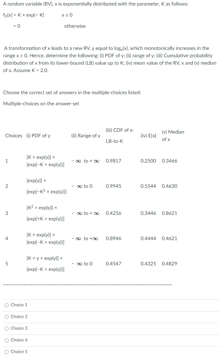 Solved A random variable (RV), x is exponentially | Chegg.com