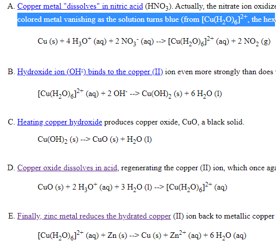 Solved A. Copper metal 