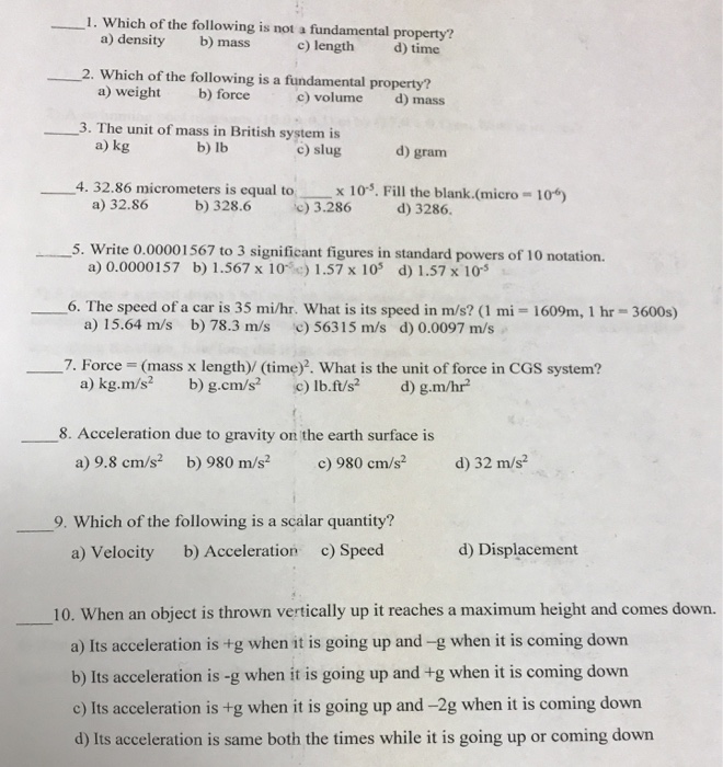 Solved 1. Which of the following is not a fundamental | Chegg.com