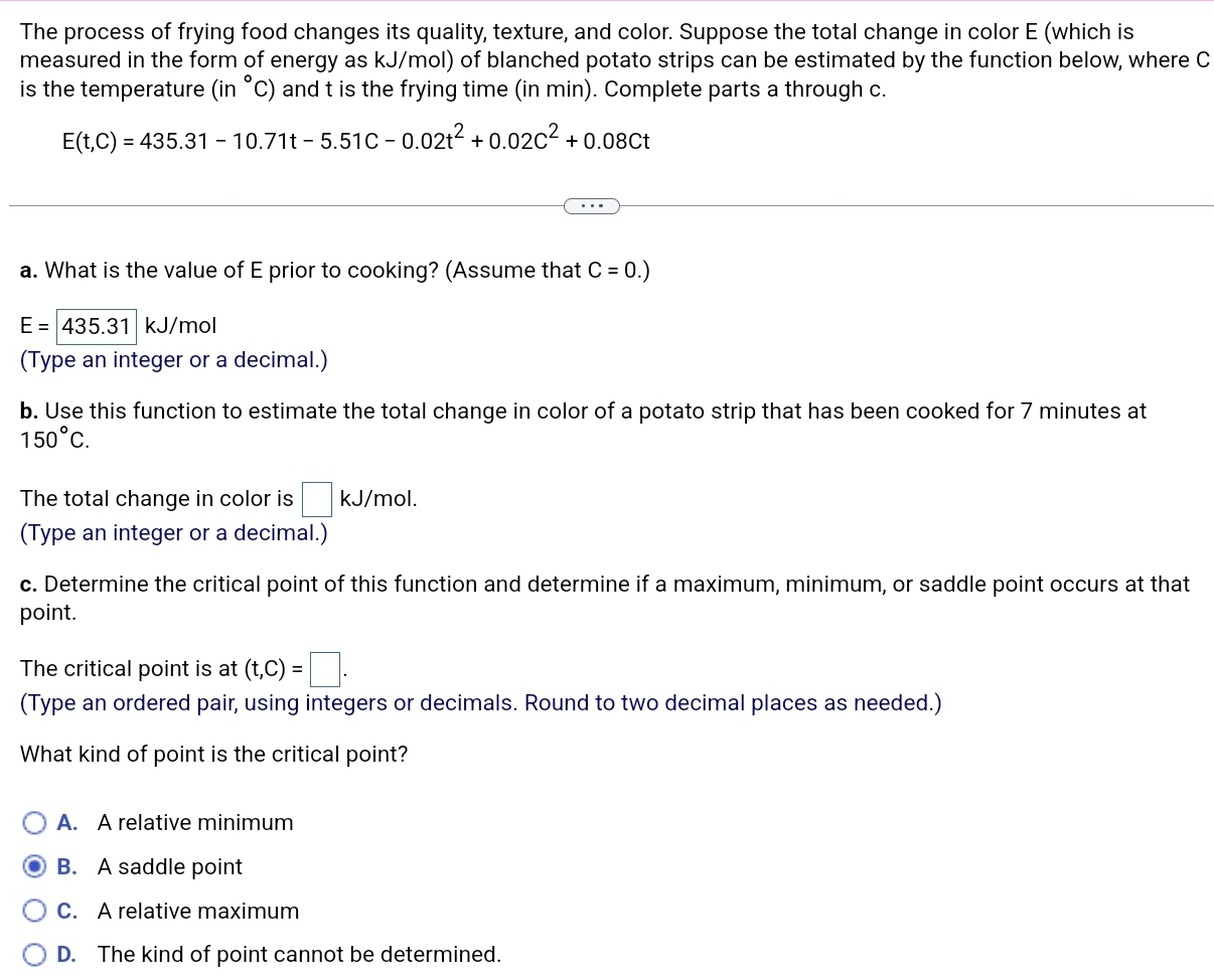 Solved The process of frying food changes its quality,