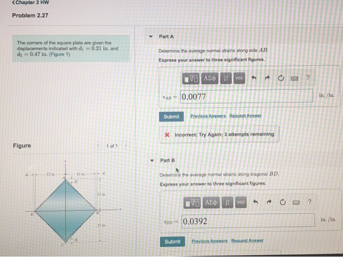 Solved Chapter 2 HW Problem 2.27 PartA The coners of the | Chegg.com