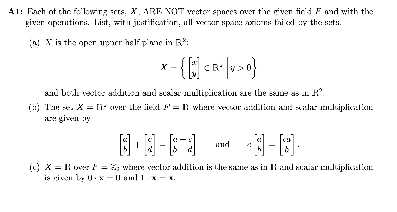 Solved 1: Each of the following sets, \\( X \\), ARE NOT | Chegg.com