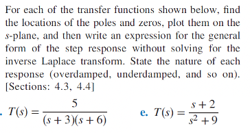Solving Transfer Functions Solved For each of the transfer functions shown below, find | Chegg.com
