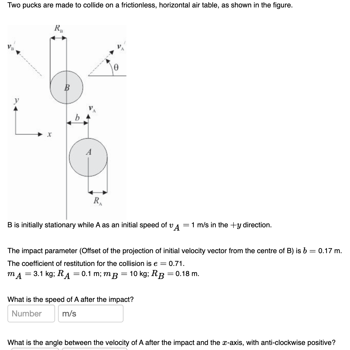 Two pucks are made to collide on a frictionless,