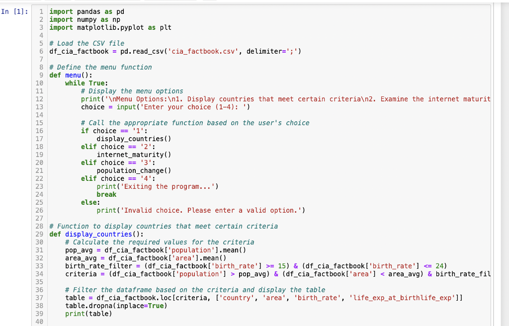 Solved When I put input 1 I get error, what have I done | Chegg.com