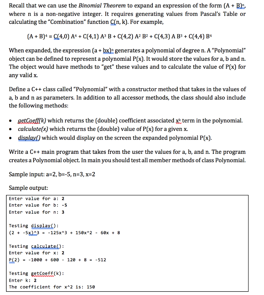 Solved Recall That We Can Use The Binomial Theorem To Exp Chegg Com