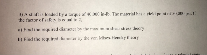 Solved A shaft is loaded by a torque of 40,000 in-lb. The | Chegg.com