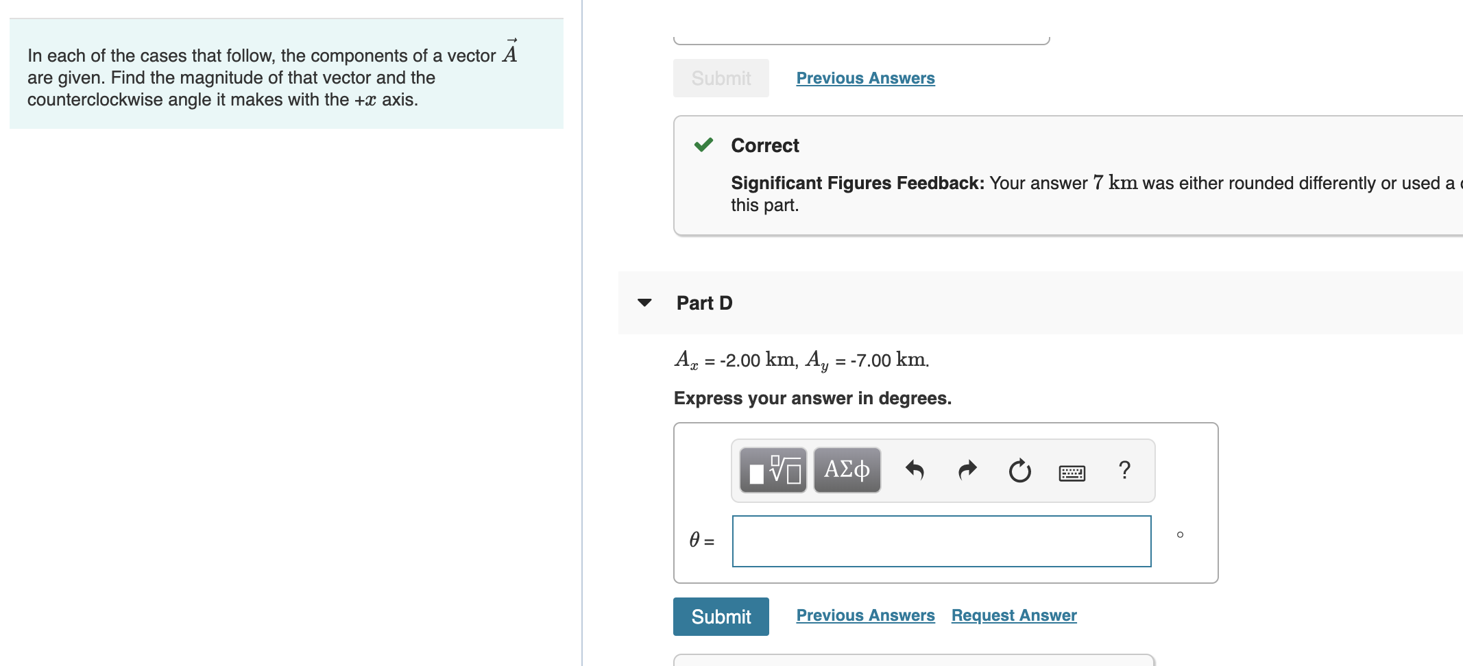 Solved In each of the cases that follow, the components of a | Chegg.com