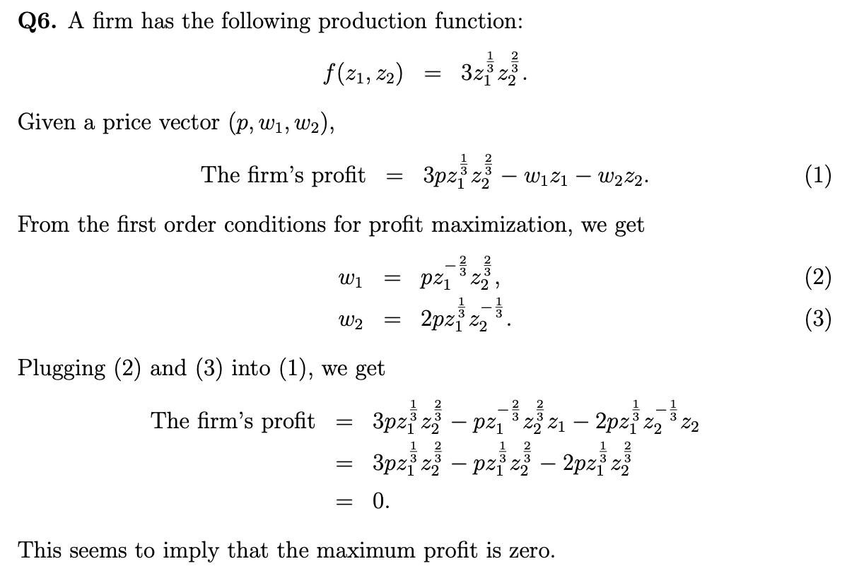 Solved Q6. A firm has the following production function: | Chegg.com