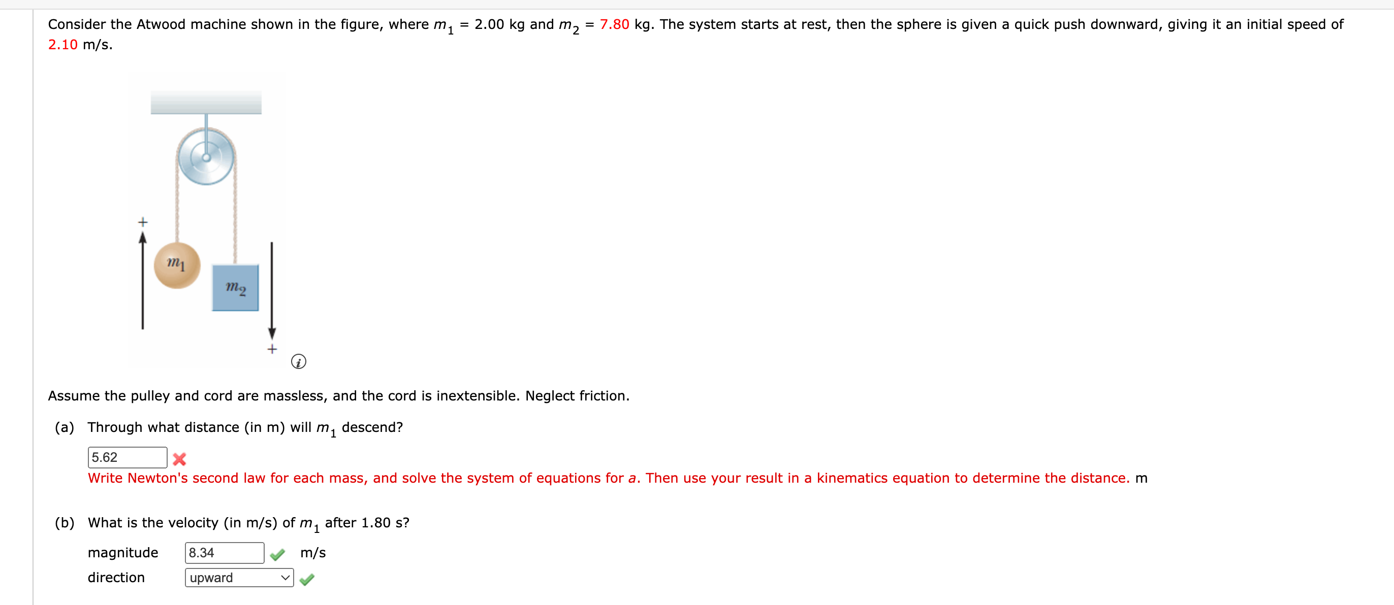 Solved Consider the Atwood machine shown in the figure, | Chegg.com