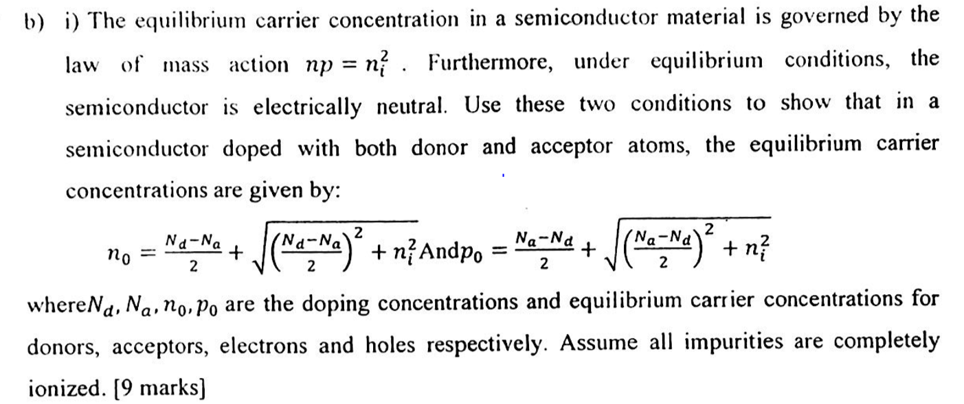 Equilibrium Carrier Concentration