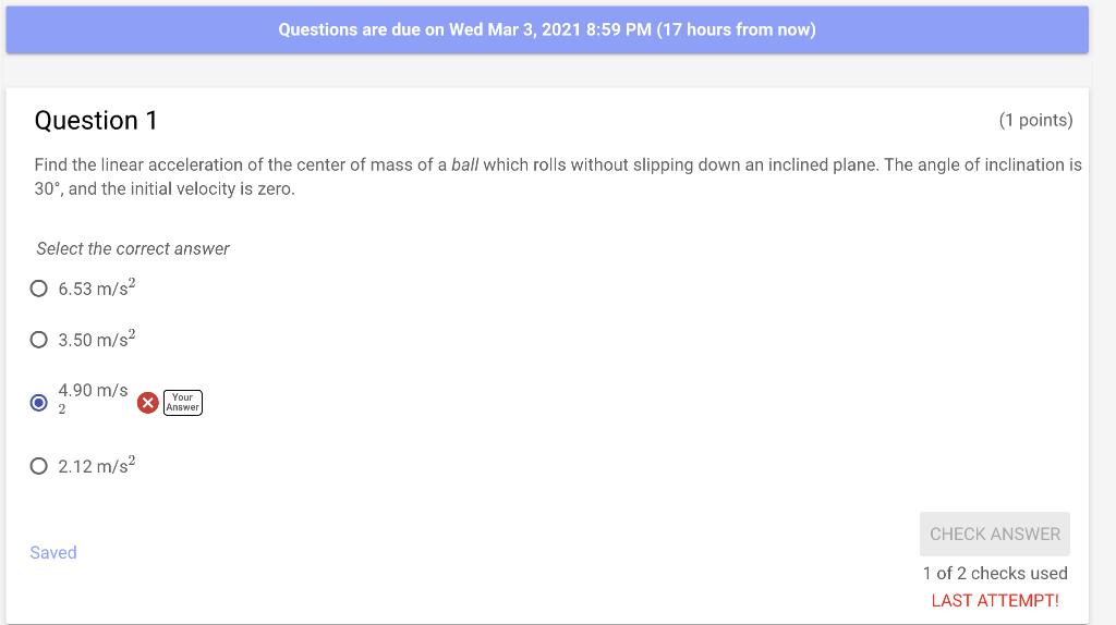 Solved Questions Are Due On Wed Mar 3 2021 8 59 Pm 17 Chegg Com
